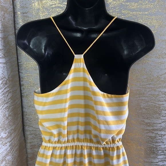 J. Crew Carrie 100% Silk Sleeveless In Yellow & White Midi Dress Size 2 - Picture 11 of 17